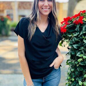 NWT Joseph Ribkoff Cowl Neck Top - Black - Size 10